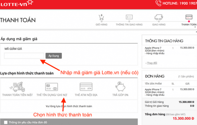 Nhập mã giảm giá Lotte.vn