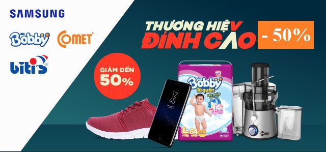 Giảm giá 50% từ các thương hiệu lớn tại Lazada